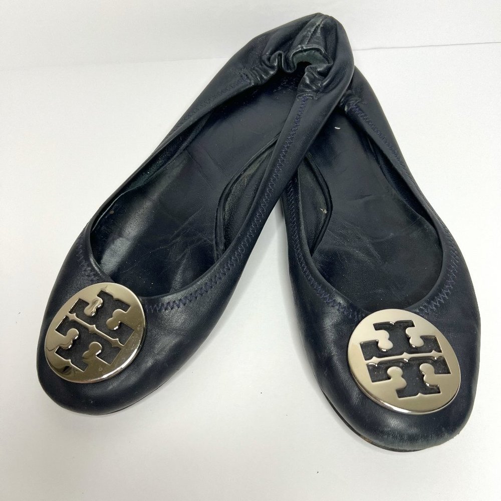 Tory Burch Reva Navy Leather flats 11M